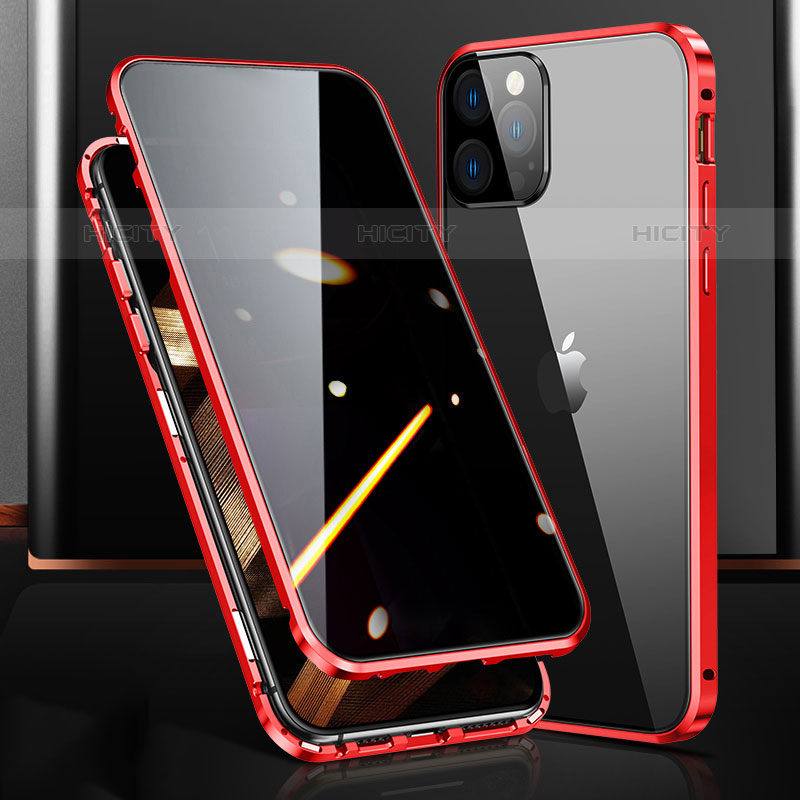 Custodia Lusso Alluminio Laterale Specchio 360 Gradi Cover M03 per Apple iPhone 16 Pro Max Rosso