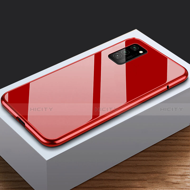 Custodia Lusso Alluminio Laterale Specchio 360 Gradi Cover M03 per Huawei Honor V30 5G Rosso