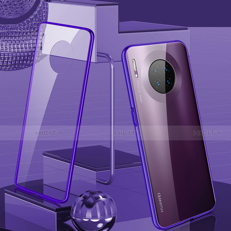 Custodia Lusso Alluminio Laterale Specchio 360 Gradi Cover M03 per Huawei Mate 30 Pro 5G Viola