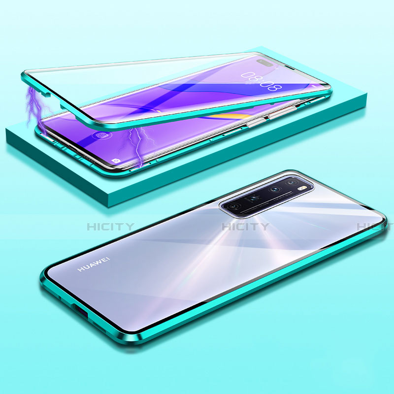 Custodia Lusso Alluminio Laterale Specchio 360 Gradi Cover M03 per Huawei Nova 7 Pro 5G Verde