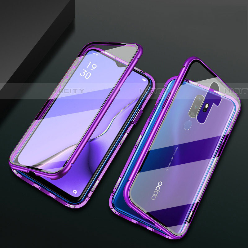 Custodia Lusso Alluminio Laterale Specchio 360 Gradi Cover M03 per Oppo A9 (2020)