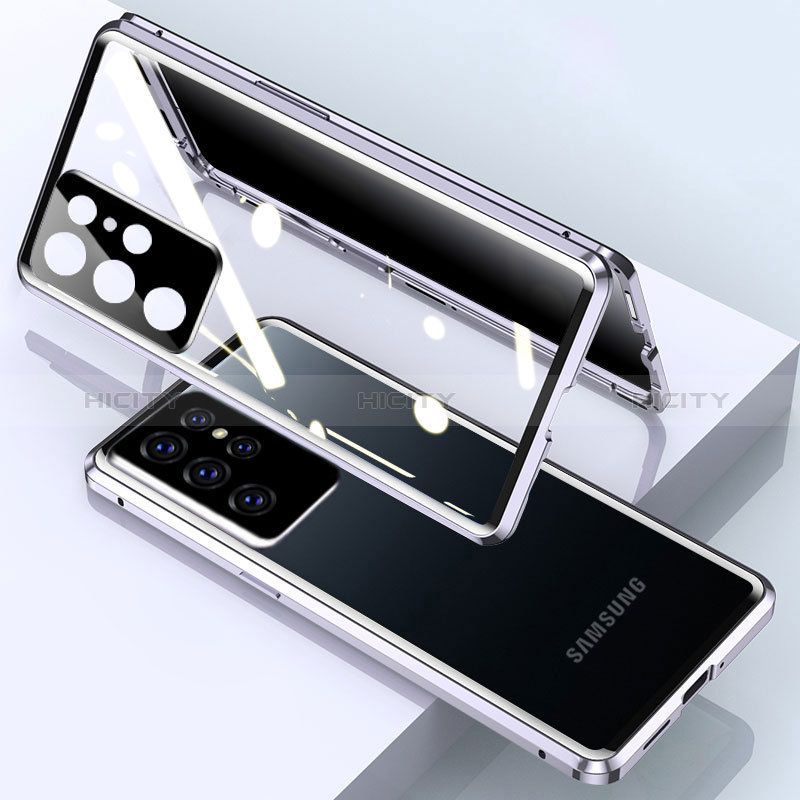 Custodia Lusso Alluminio Laterale Specchio 360 Gradi Cover M03 per Samsung Galaxy S25 Ultra 5G Argento