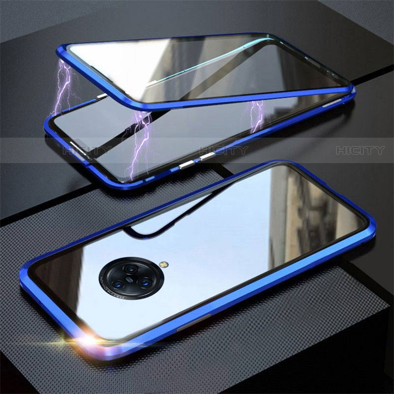 Custodia Lusso Alluminio Laterale Specchio 360 Gradi Cover M03 per Vivo Nex 3 Blu