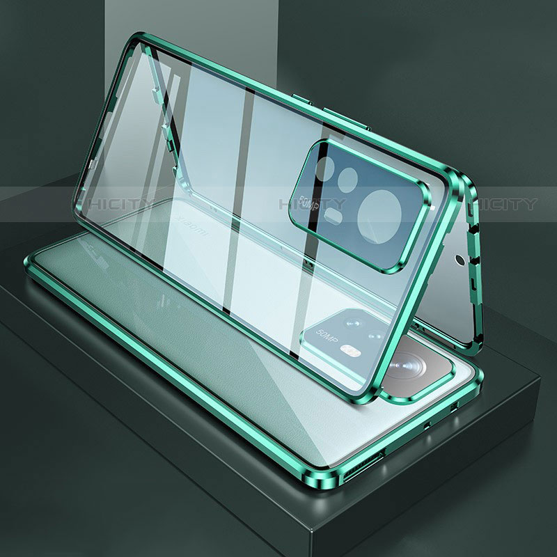 Custodia Lusso Alluminio Laterale Specchio 360 Gradi Cover M03 per Xiaomi Mi 12S Pro 5G Verde