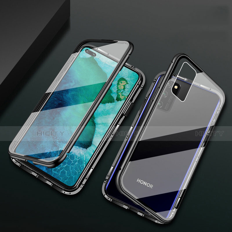 Custodia Lusso Alluminio Laterale Specchio 360 Gradi Cover M04 per Huawei Honor View 30 Pro 5G Nero