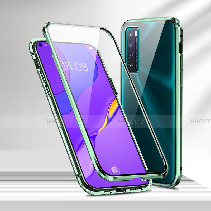 Custodia Lusso Alluminio Laterale Specchio 360 Gradi Cover M04 per Huawei Nova 7 5G Verde