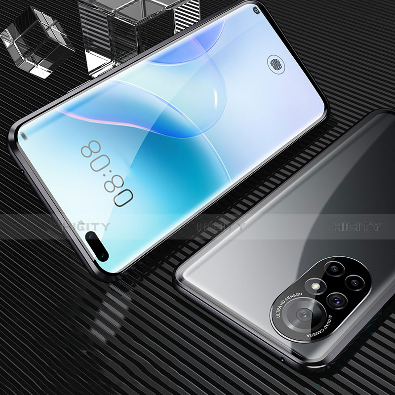 Custodia Lusso Alluminio Laterale Specchio 360 Gradi Cover M04 per Huawei Nova 8 Pro 5G Nero