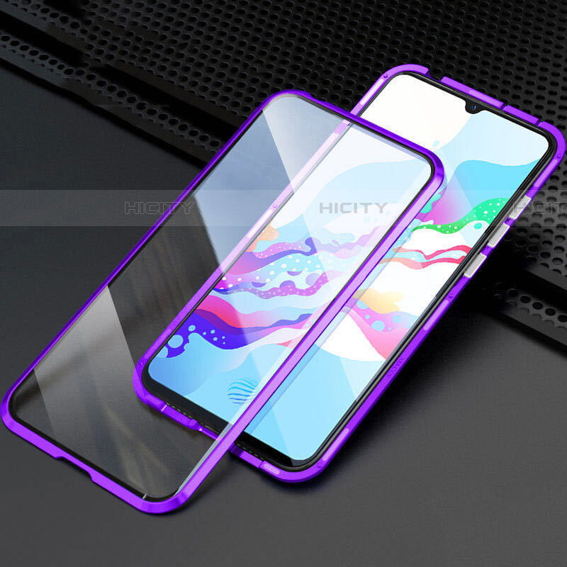 Custodia Lusso Alluminio Laterale Specchio 360 Gradi Cover M04 per Oppo A11 Viola