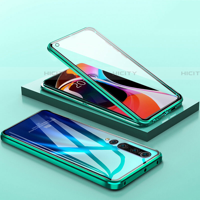 Custodia Lusso Alluminio Laterale Specchio 360 Gradi Cover M04 per Xiaomi Mi 10 Verde