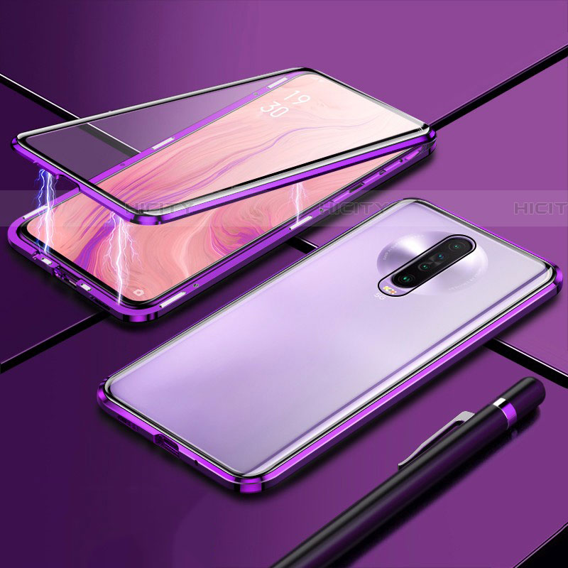 Custodia Lusso Alluminio Laterale Specchio 360 Gradi Cover M04 per Xiaomi Poco X2 Viola