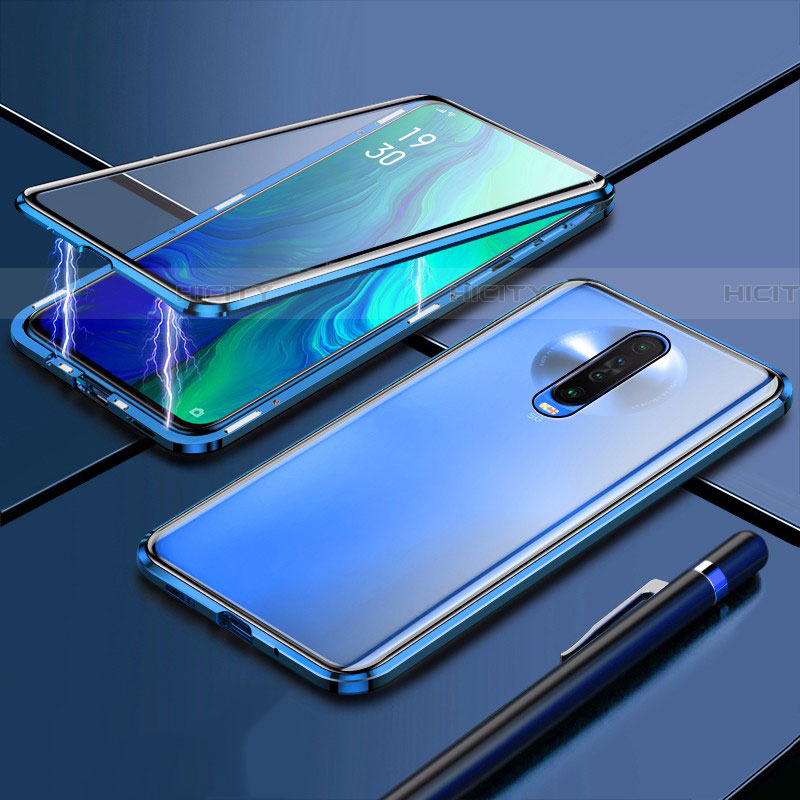 Custodia Lusso Alluminio Laterale Specchio 360 Gradi Cover M04 per Xiaomi Redmi K30 5G Blu
