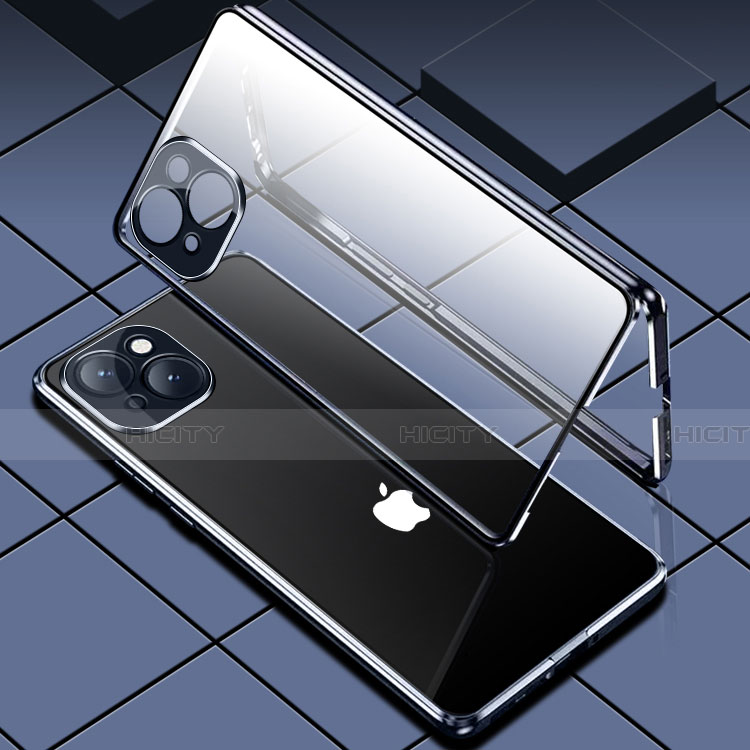 Custodia Lusso Alluminio Laterale Specchio 360 Gradi Cover M05 per Apple iPhone 14 Plus