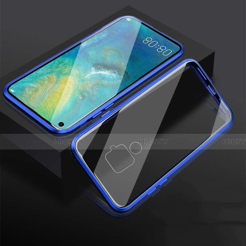 Custodia Lusso Alluminio Laterale Specchio 360 Gradi Cover M05 per Huawei Mate 30 Lite Blu