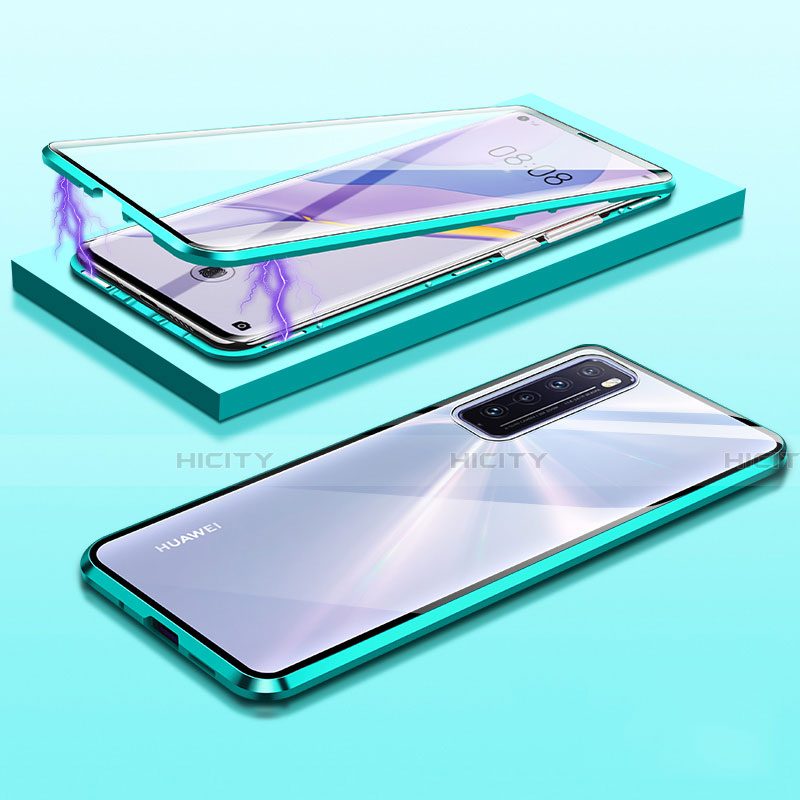 Custodia Lusso Alluminio Laterale Specchio 360 Gradi Cover M05 per Huawei Nova 7 5G Verde