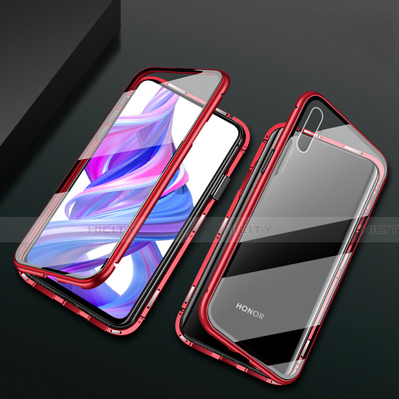 Custodia Lusso Alluminio Laterale Specchio 360 Gradi Cover M05 per Huawei P Smart Z (2019) Rosso