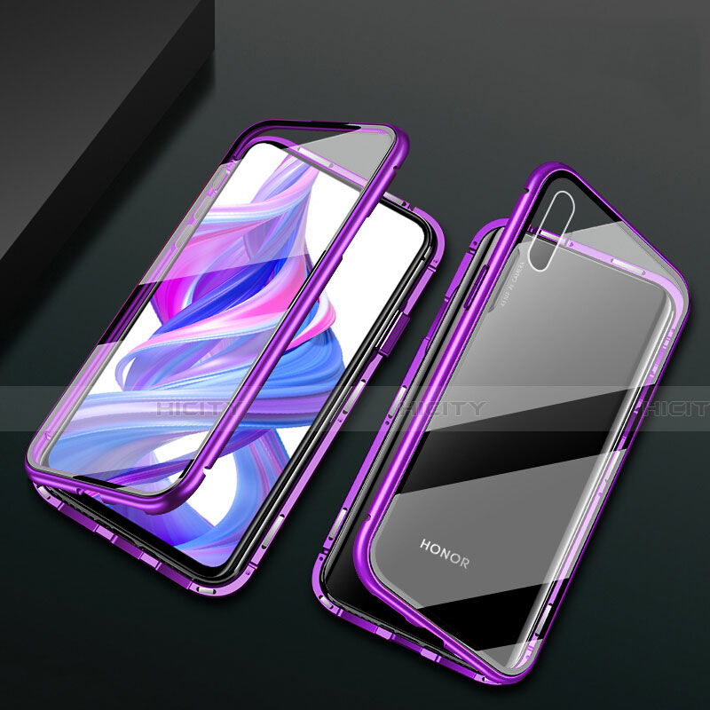 Custodia Lusso Alluminio Laterale Specchio 360 Gradi Cover M05 per Huawei Y9 Prime (2019)