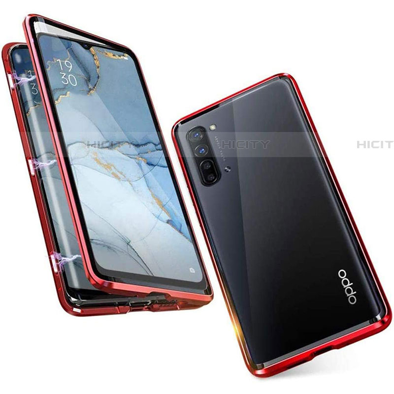 Custodia Lusso Alluminio Laterale Specchio 360 Gradi Cover M05 per Oppo Find X2 Lite