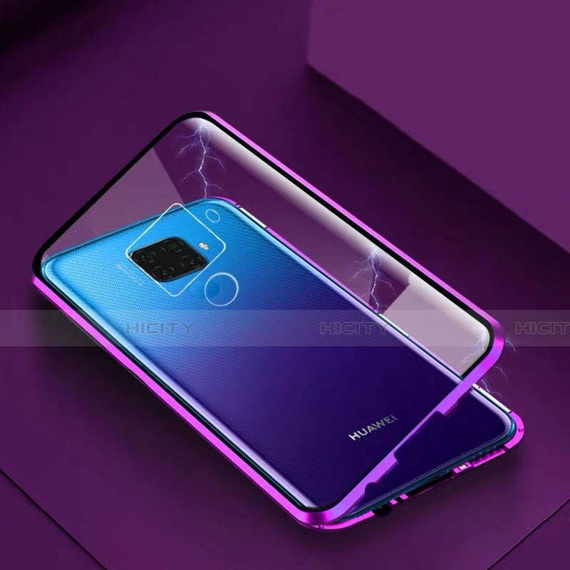 Custodia Lusso Alluminio Laterale Specchio 360 Gradi Cover M07 per Huawei Mate 30 Lite Viola