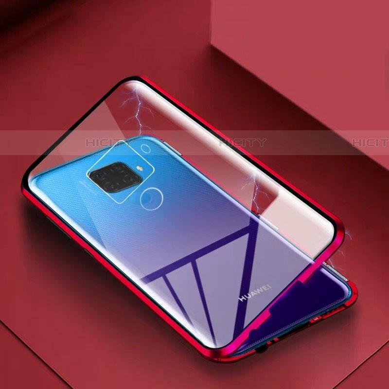 Custodia Lusso Alluminio Laterale Specchio 360 Gradi Cover M07 per Huawei Nova 5i Pro Rosso