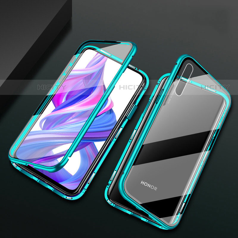 Custodia Lusso Alluminio Laterale Specchio 360 Gradi Cover M07 per Huawei P Smart Pro (2019) Verde