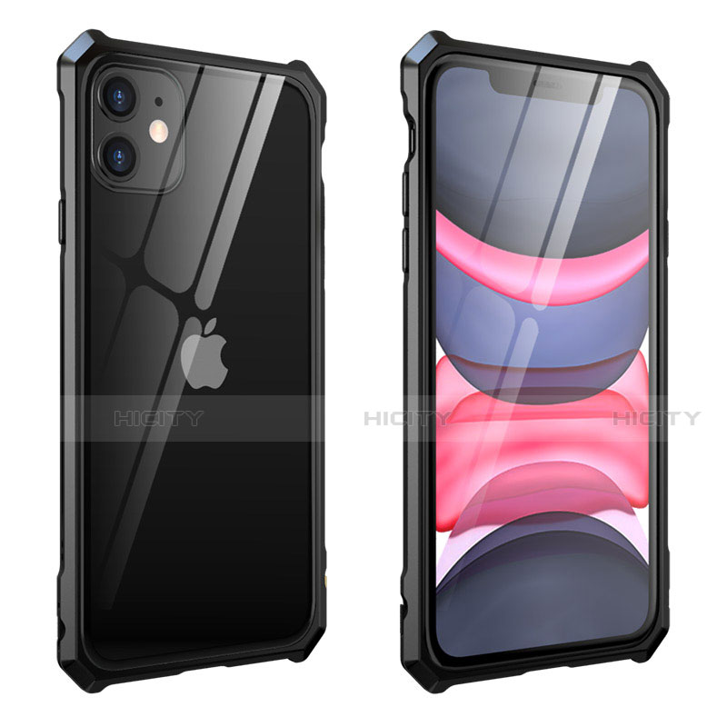 Custodia Lusso Alluminio Laterale Specchio 360 Gradi Cover M10 per Apple iPhone 11 Nero