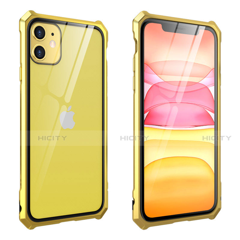 Custodia Lusso Alluminio Laterale Specchio 360 Gradi Cover M10 per Apple iPhone 11 Oro