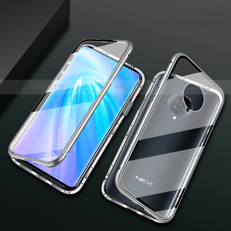 Custodia Lusso Alluminio Laterale Specchio 360 Gradi Cover M10 per Vivo Nex 3 Argento