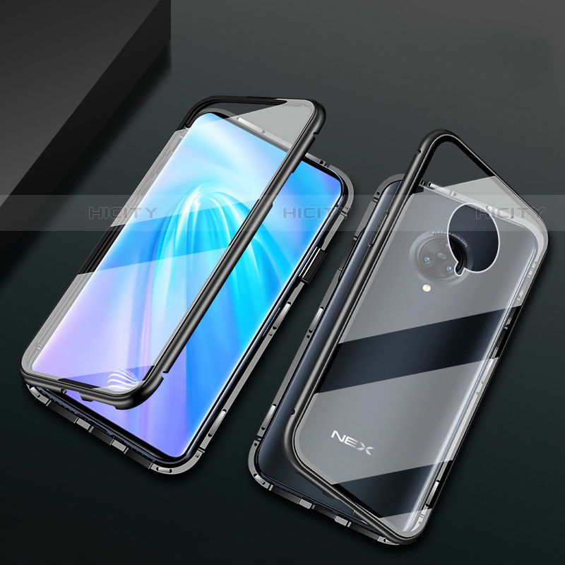 Custodia Lusso Alluminio Laterale Specchio 360 Gradi Cover M10 per Vivo Nex 3 Nero