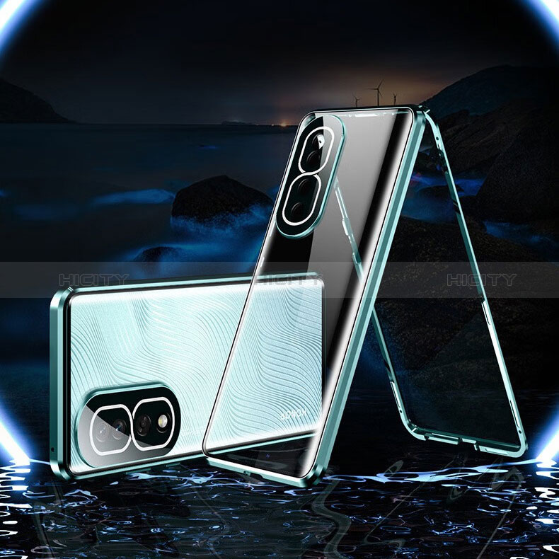 Custodia Lusso Alluminio Laterale Specchio 360 Gradi Cover P01 per Huawei Honor 80 Pro 5G