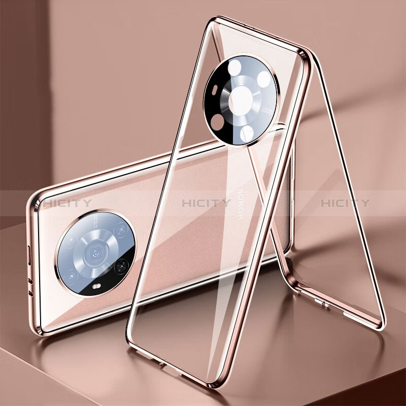 Custodia Lusso Alluminio Laterale Specchio 360 Gradi Cover P01 per Huawei Honor Magic3 5G