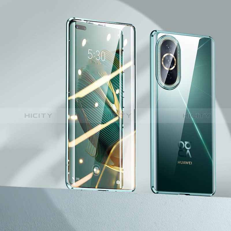 Custodia Lusso Alluminio Laterale Specchio 360 Gradi Cover P01 per Huawei Nova 10 Pro Verde