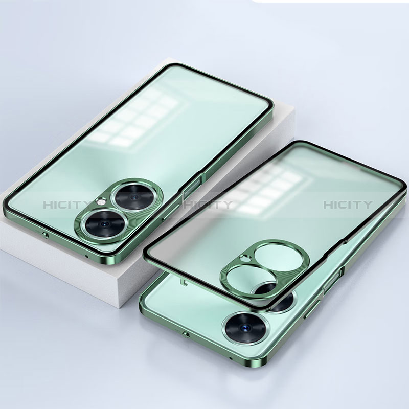 Custodia Lusso Alluminio Laterale Specchio 360 Gradi Cover P01 per Huawei Nova 11i Verde