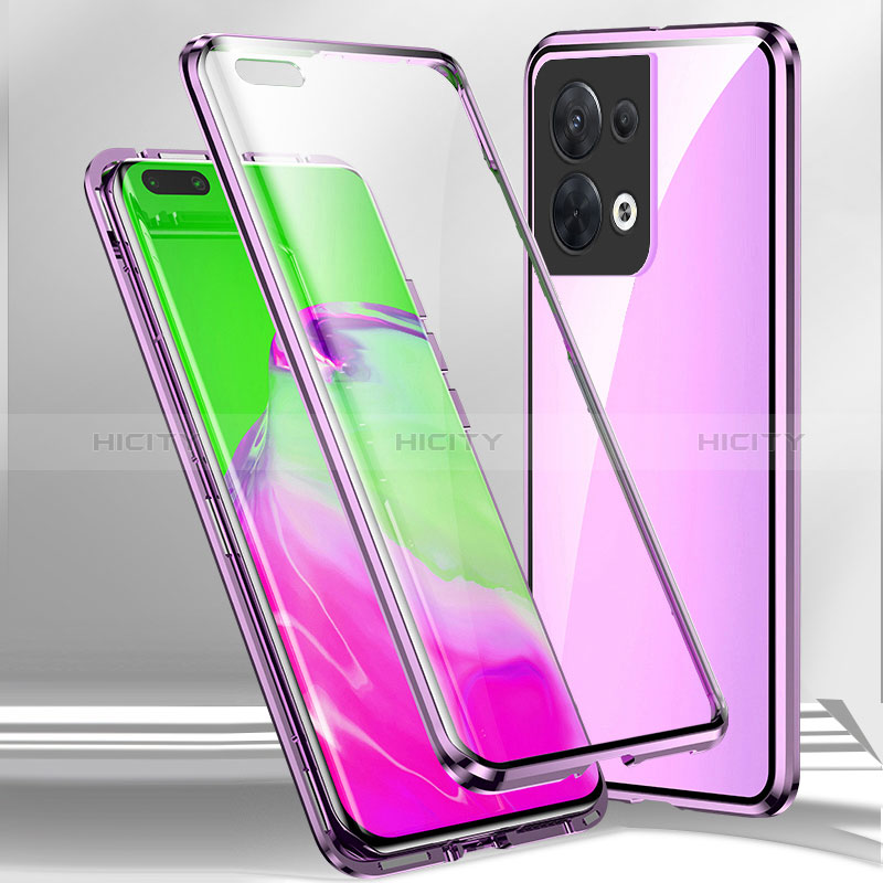 Custodia Lusso Alluminio Laterale Specchio 360 Gradi Cover P01 per OnePlus Nord 3 5G Viola