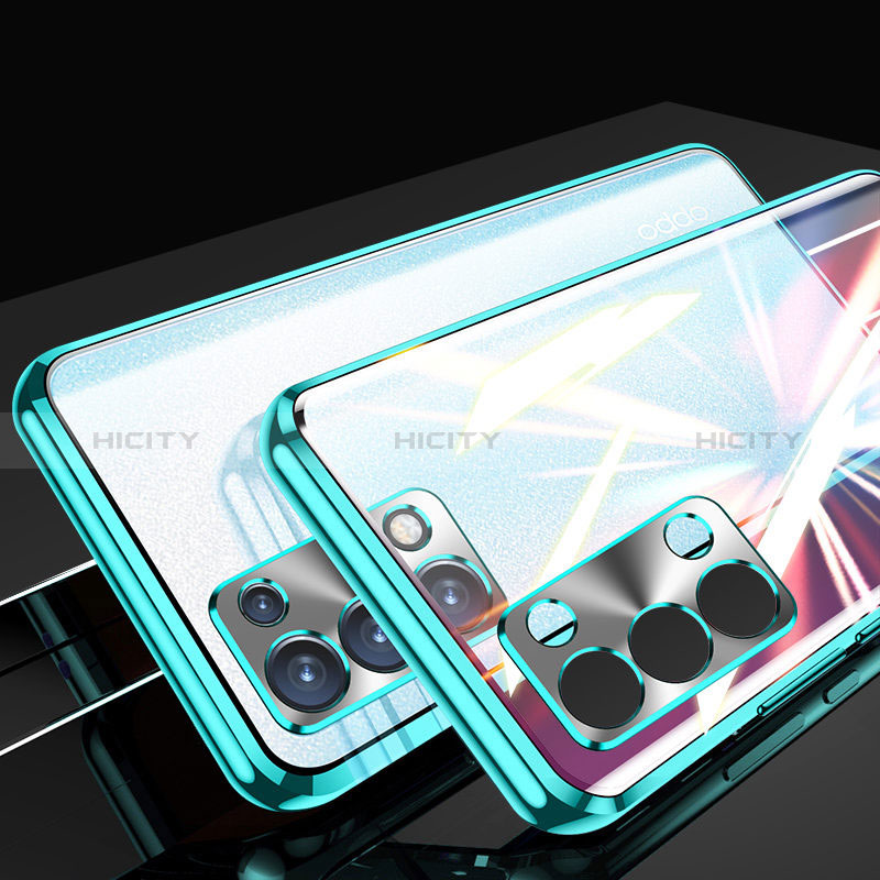 Custodia Lusso Alluminio Laterale Specchio 360 Gradi Cover P01 per Oppo Reno6 Pro+ Plus 5G