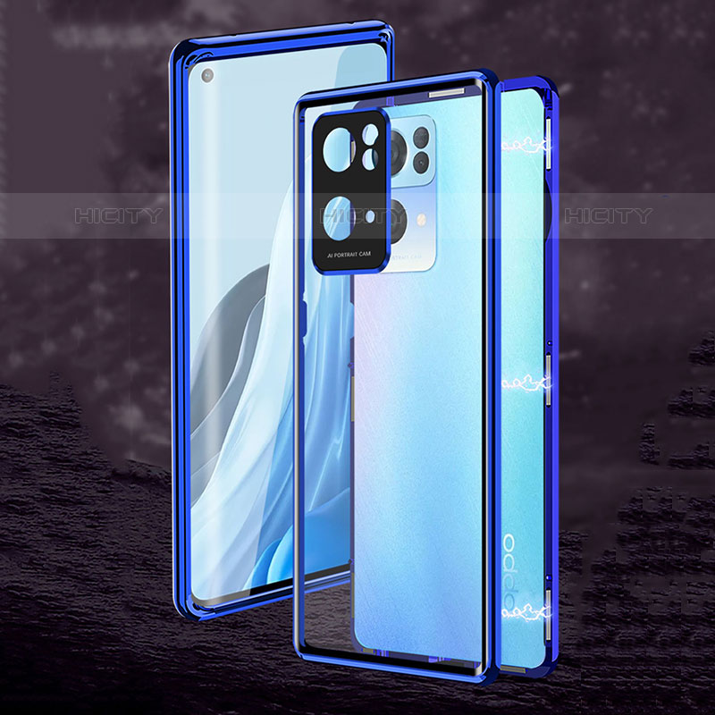 Custodia Lusso Alluminio Laterale Specchio 360 Gradi Cover P01 per Oppo Reno7 Pro 5G