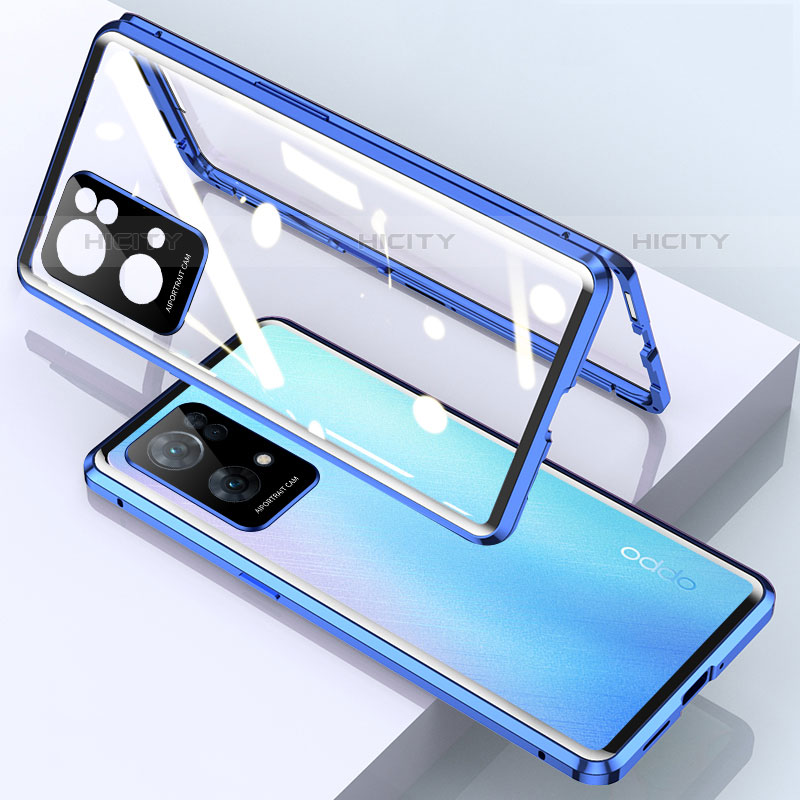 Custodia Lusso Alluminio Laterale Specchio 360 Gradi Cover P01 per Oppo Reno7 Pro 5G