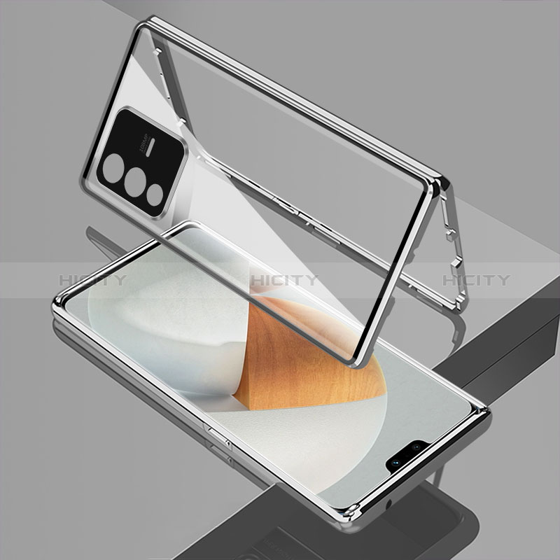 Custodia Lusso Alluminio Laterale Specchio 360 Gradi Cover P01 per Vivo V23 Pro 5G
