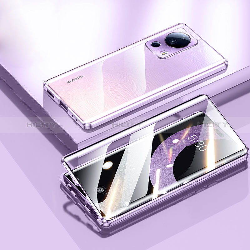 Custodia Lusso Alluminio Laterale Specchio 360 Gradi Cover P01 per Xiaomi Civi 2 5G Viola