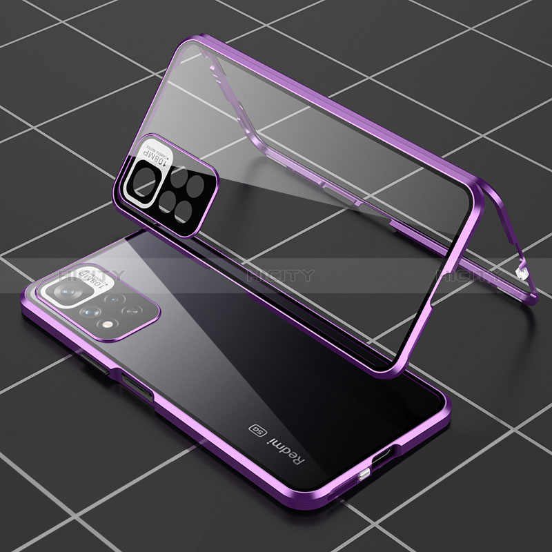 Custodia Lusso Alluminio Laterale Specchio 360 Gradi Cover P01 per Xiaomi Mi 11i 5G (2022) Viola