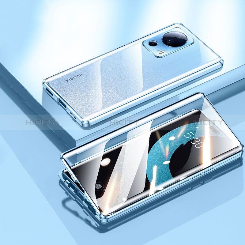 Custodia Lusso Alluminio Laterale Specchio 360 Gradi Cover P01 per Xiaomi Mi 12 Lite NE 5G Blu