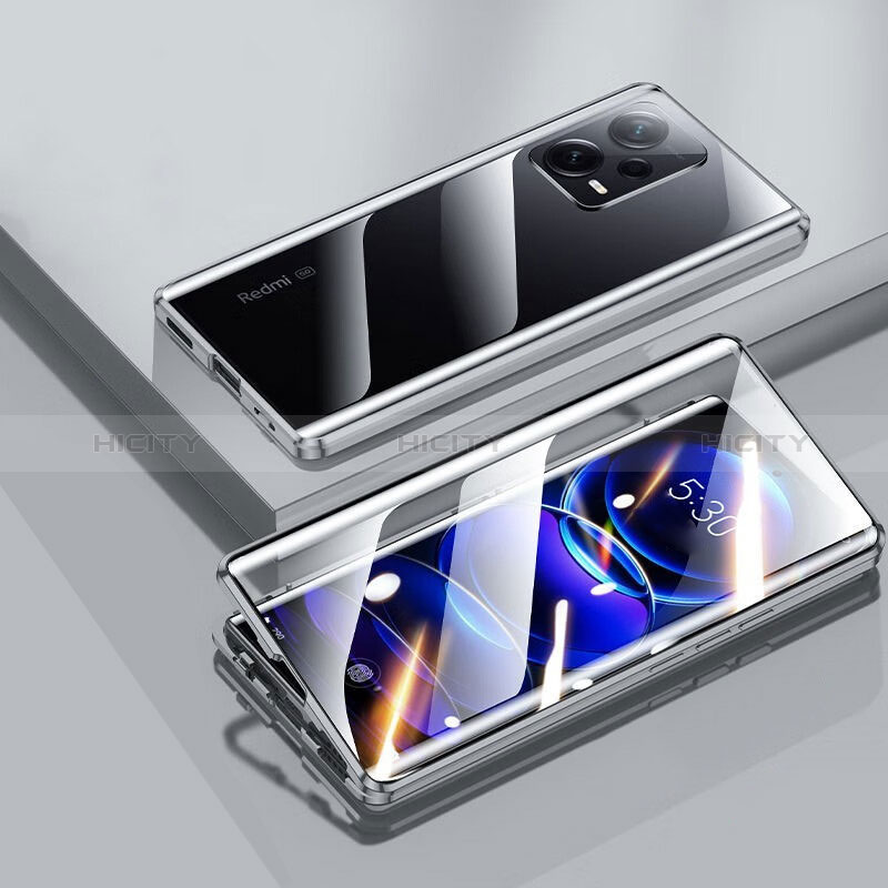 Custodia Lusso Alluminio Laterale Specchio 360 Gradi Cover P01 per Xiaomi Poco X5 5G Nero