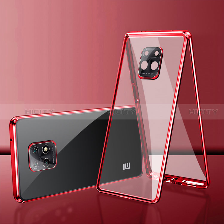 Custodia Lusso Alluminio Laterale Specchio 360 Gradi Cover P01 per Xiaomi Redmi 10X 5G Rosso