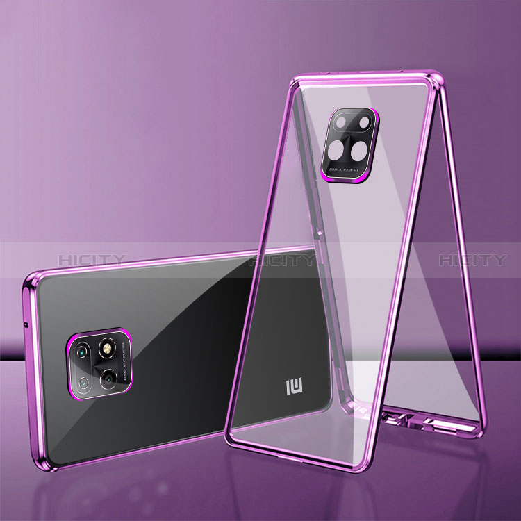 Custodia Lusso Alluminio Laterale Specchio 360 Gradi Cover P01 per Xiaomi Redmi 10X Pro 5G Viola