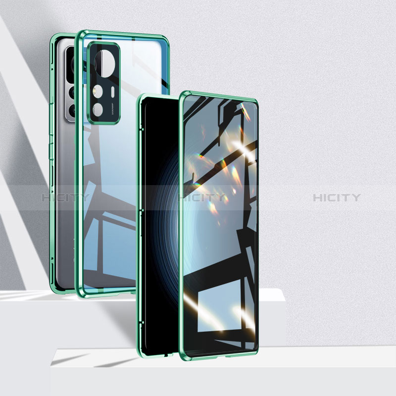 Custodia Lusso Alluminio Laterale Specchio 360 Gradi Cover P01 per Xiaomi Redmi K50 Ultra 5G Verde