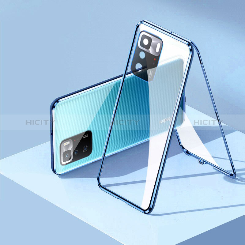 Custodia Lusso Alluminio Laterale Specchio 360 Gradi Cover P01 per Xiaomi Redmi Note 10 Pro 5G