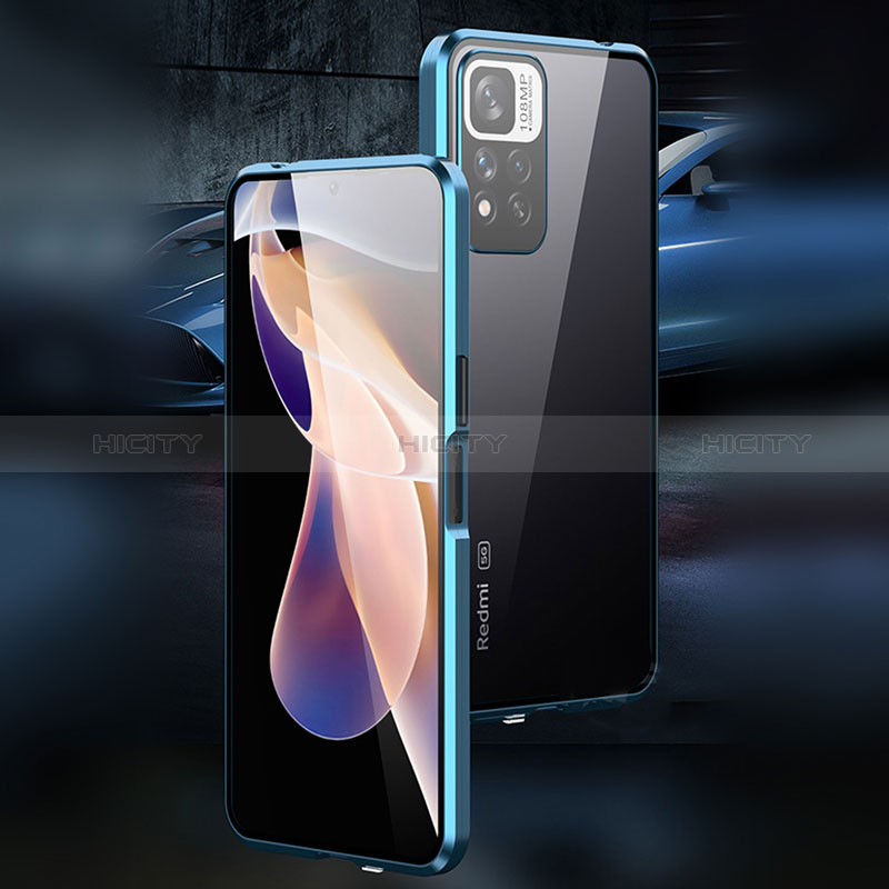 Custodia Lusso Alluminio Laterale Specchio 360 Gradi Cover P01 per Xiaomi Redmi Note 11 Pro+ Plus 5G