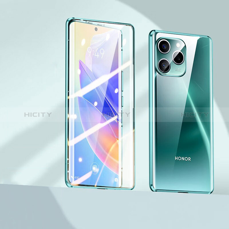 Custodia Lusso Alluminio Laterale Specchio 360 Gradi Cover P02 per Huawei Honor 60 SE 5G Verde