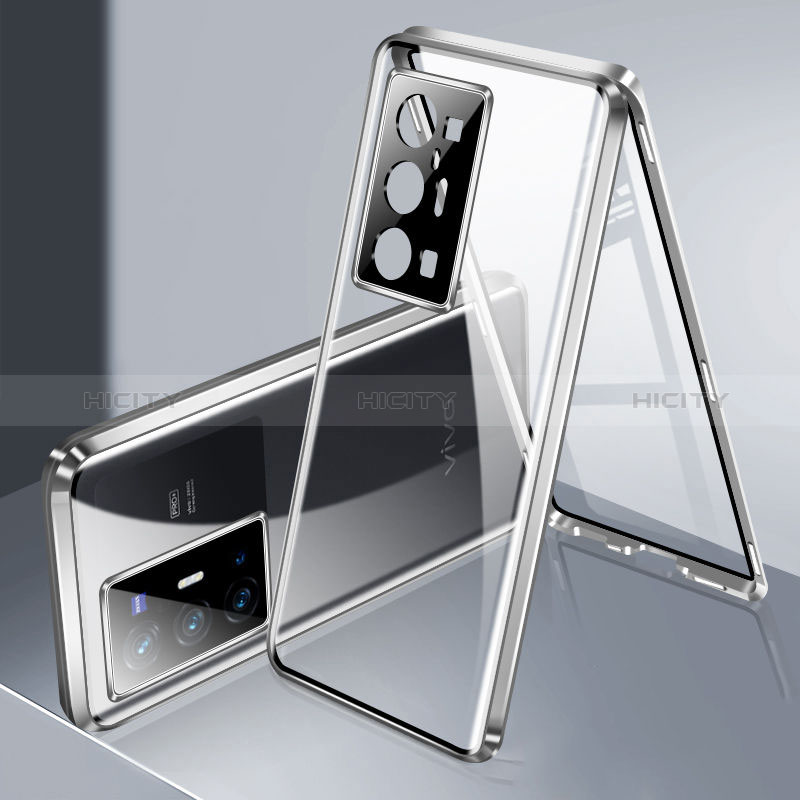 Custodia Lusso Alluminio Laterale Specchio 360 Gradi Cover P02 per Vivo X70 Pro+ Plus 5G