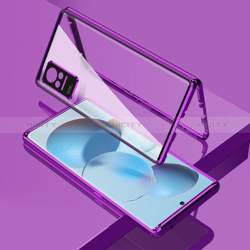 Custodia Lusso Alluminio Laterale Specchio 360 Gradi Cover P02 per Xiaomi Civi 5G Viola