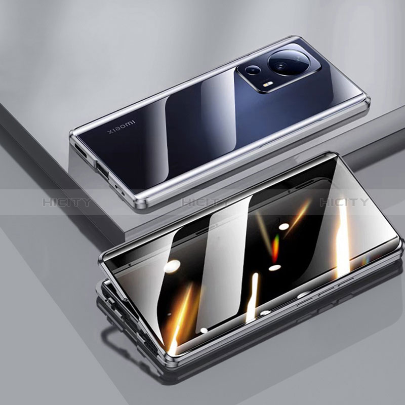 Custodia Lusso Alluminio Laterale Specchio 360 Gradi Cover P02 per Xiaomi Mi 12 Lite NE 5G Nero